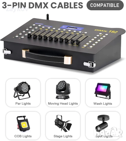 DMX512 DJ сценичен контролер, осветителна конзола, миксерна платка, конзола, безжичен предавател, снимка 3 - Друга електроника - 52972545