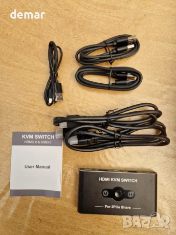 KVM превключвател 1 монитор 2 компютъра, HDMI 4K@60Hz, 4 порта USB 3.0, снимка 10 - Друга електроника - 50443154