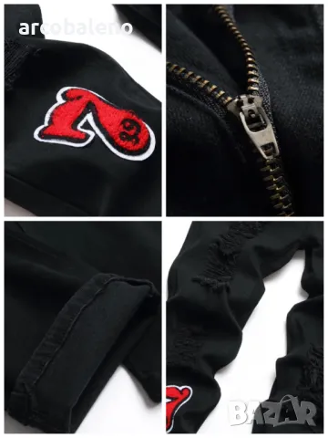 Мъжки тесни дънки с кръпки с прави крачоли, 2цвята , снимка 5 - Дънки - 43385578