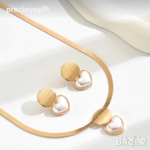 Комплект бижута от 2 части - колие и обеци, снимка 4 - Бижутерийни комплекти - 52913296