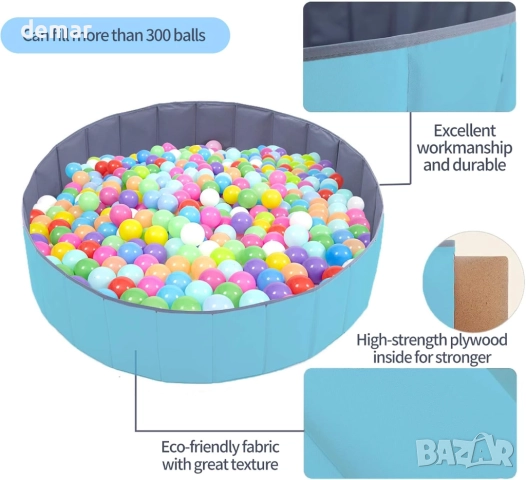 Бебешки басейн за топки, сгъваем, преносим детски басейн, червен 80 см, снимка 6 - Образователни игри - 52065996