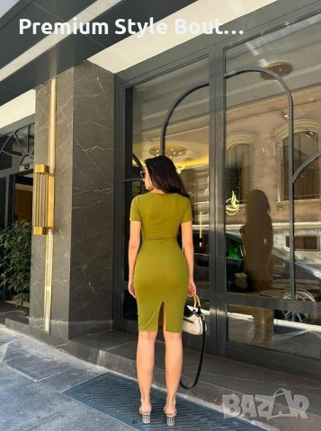 миди рокля с квадратно деколте – елегантен базов модел, снимка 9 - Рокли - 53646121