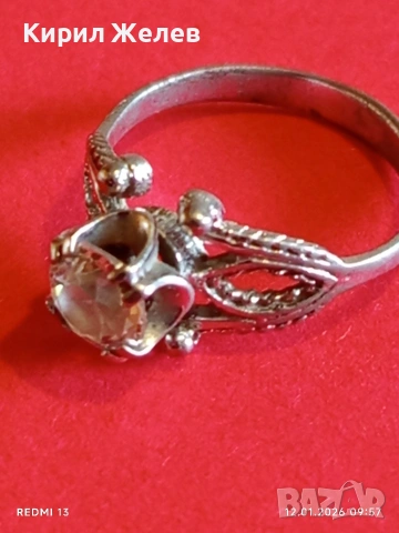 Винтидж сребърен пръстен с камък МОЙСАНИТ филигранна изработка елегантен стилен дизайн 52445, снимка 9 - Пръстени - 53069531