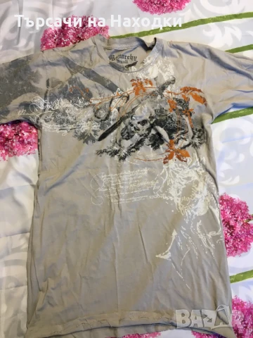 Автентична мъжка тениска MONARCHY Grey Orange Embroidery S Small светлосива 