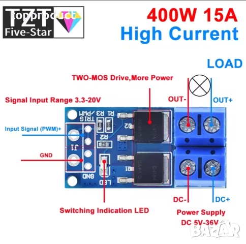 Модул за обръщане на полюсите на DC мотор , снимка 2 - Друга електроника - 52723912