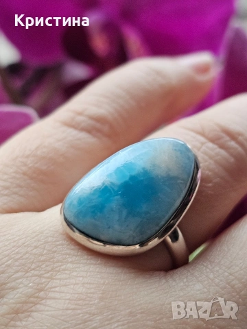 Сребърен пръстен с Ларимар