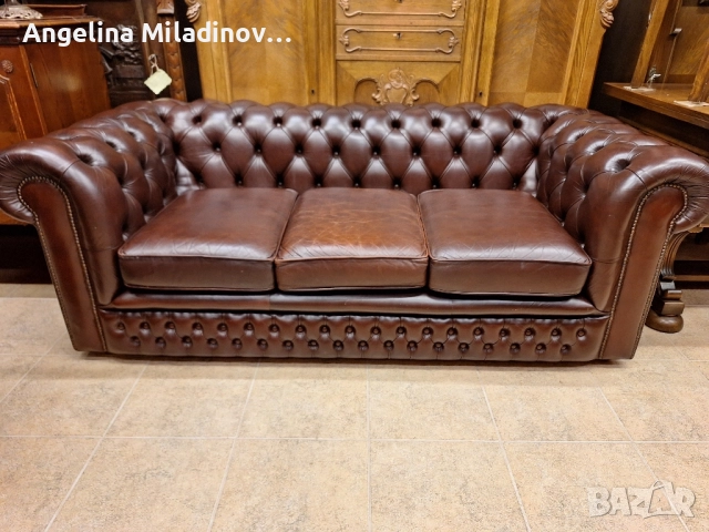 Диван тройка CHESTERFIELD естествена кожа , снимка 11 - Дивани и мека мебел - 51711411