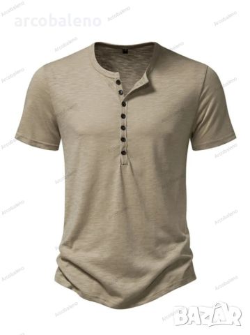 Мъжка ежедневна модна тениска с къс ръкав Henley, 4цвята , снимка 2 - Тениски - 45483211