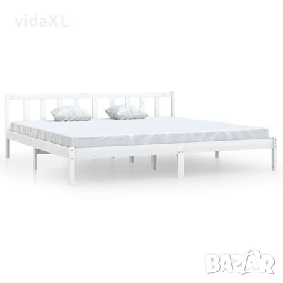 vidaXL Рамка за легло, бяла, бор масив, 180x200 cм, Super King(SKU:810098, снимка 1 - Спални и легла - 45619546