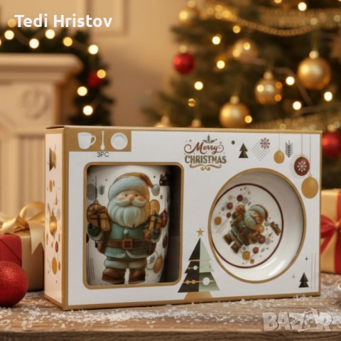 Коледна керамична чаша с капак и лъжица – уют за всяка сутри, снимка 3 - Коледни подаръци - 52588869