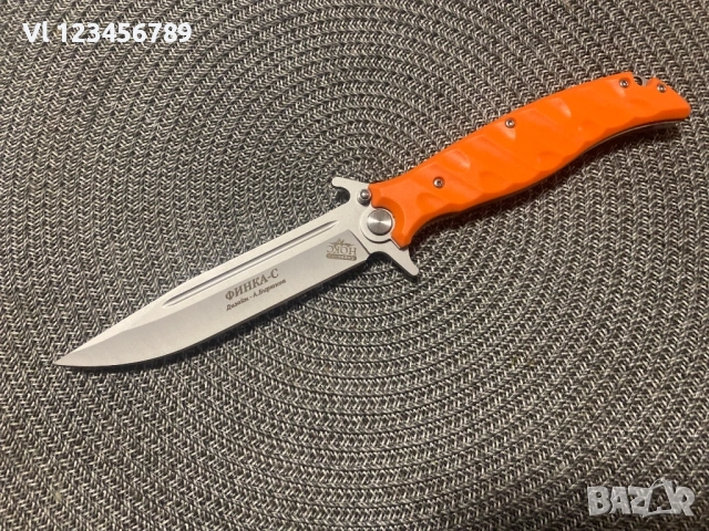 Руски сгъваем нож НОКС Финка-С, дизайн А.Бирюков - ЧЕРЕН, снимка 5 - Ножове - 53808610