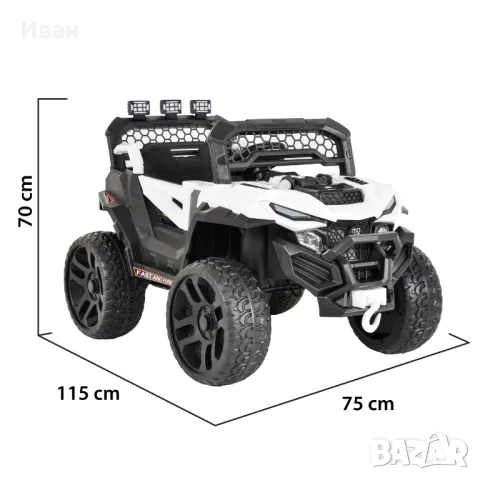 ПРОМО ЦЕНА ДО 31.03!!НОВО!Акумулаторен джип Dust WHITE с 12V батерия,USB,МЕКИ ГУМИ,4Х4, снимка 11 - Детски велосипеди, триколки и коли - 47742327