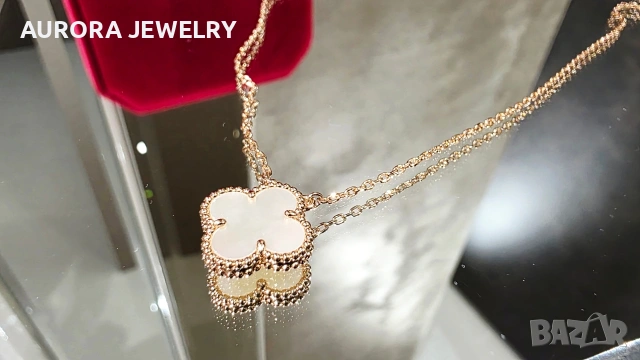 Van Cleef & Arpels VCA Rose Gold Mother of Pearl Vintage Alhambra Clover Дамско Колие, снимка 2 - Колиета, медальони, синджири - 54167155