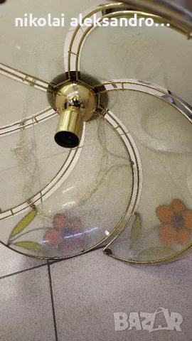 полилей стъкло месинг, снимка 2 - Антикварни и старинни предмети - 49640947