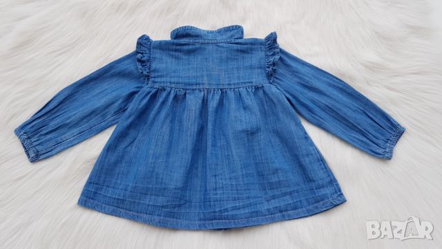 Дънкова риза туника за бебе 6-9 месеца, снимка 5 - Бебешки блузки - 45094468