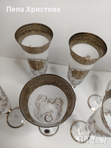 Комплект от 6 броя чаши за шампанско от чешки кристал Бохемия., снимка 7 - Чаши - 52901637