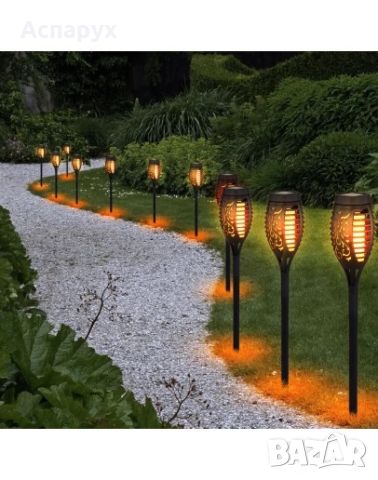 Соларна LED лампа за градина тип факла с пламъчен ефект, снимка 1 - Други - 46370207