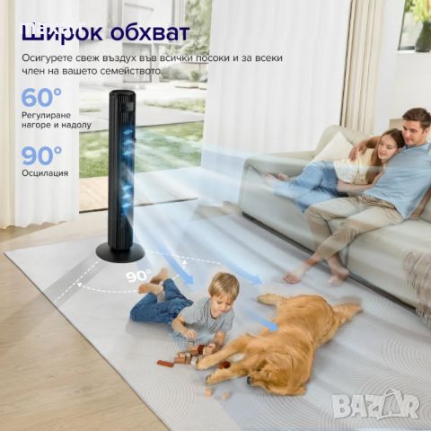 Вентилатор тип кула Levoit TempSense 42 DC Tower Fan (107 см)*Безплатна доставка*Гаранция 2 години, снимка 4 - Вентилатори - 46502969