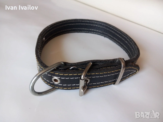 Шит черен нашийник от естествена кожа – ширина 3 см / дължина 60 см