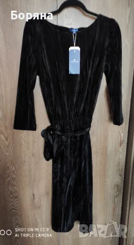 Tom Tailor нова с етикет черна миди рокля, снимка 3 - Рокли - 50018661