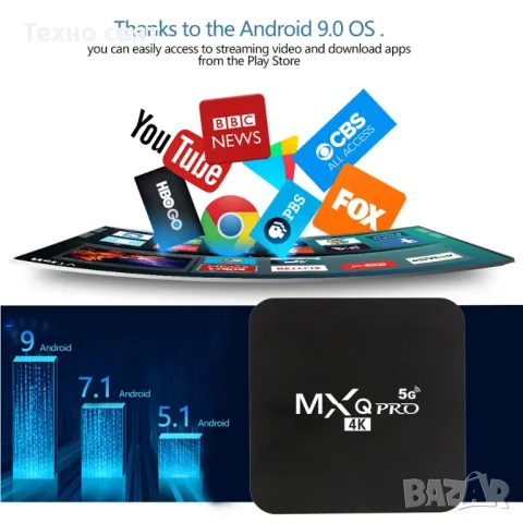 Онлайн телевизия TV Box MXQ PRO/тв бокс/ Android TV 11.1 5G smart box, снимка 1 - Приемници и антени - 47708241