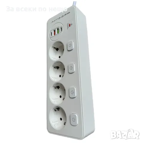 Удължител Jurnjujube, защита от пренапрежение, 4 гнезда, 2 USB, 2 Type-C, 3250W, бял, 2 м, снимка 2 - Друга електроника - 48389894