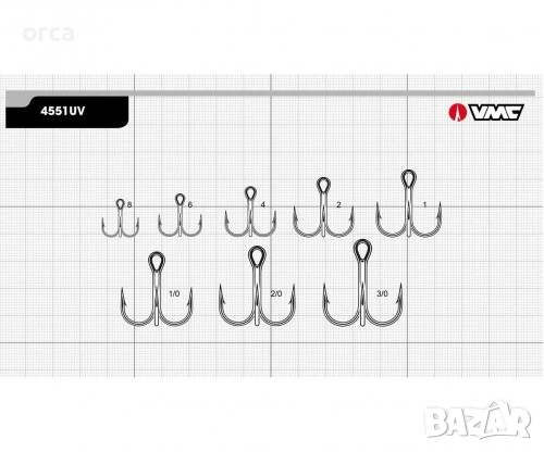 Куки тройка VMC 4551 UV Assorted за хищен риболов и примамки, снимка 4 - Такъми - 53223234