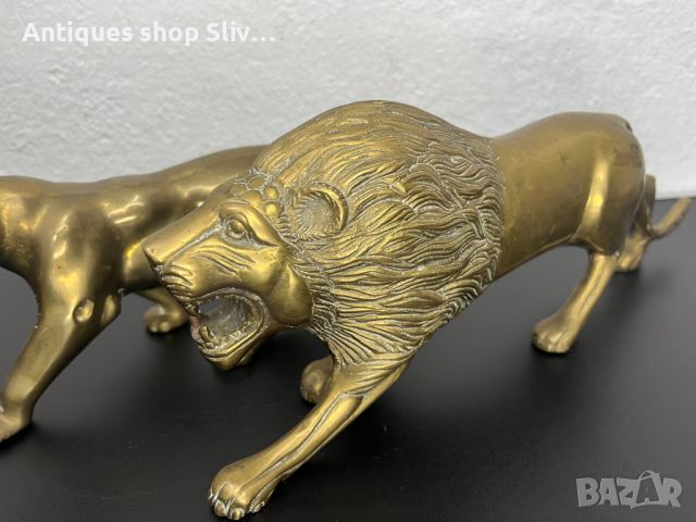 Големи бронзови фигури на лъв и лъвица / прайд. №5359, снимка 5 - Антикварни и старинни предмети - 45669681
