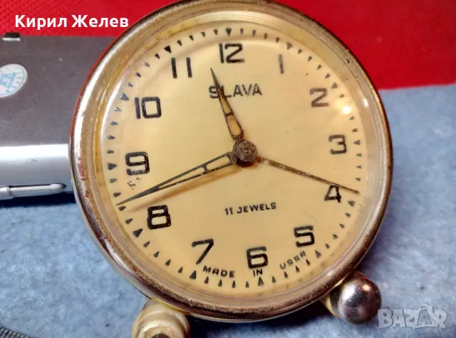 SLAVA 11 JEWELS MADE in USSR Стар КОЛЕКЦИОНЕРСКИ РУСКИ МЕХАНИЧЕН БУДИЛНИК СЛАВА 47816, снимка 5 - Антикварни и старинни предмети - 47686264