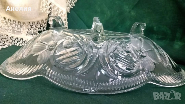 Красива кристална фруктиера на крачета, снимка 4 - Чинии - 51578969