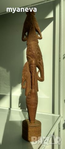 Шаманска дърворезба от Перу с богата орнаментика. , снимка 12 - Статуетки - 45304485