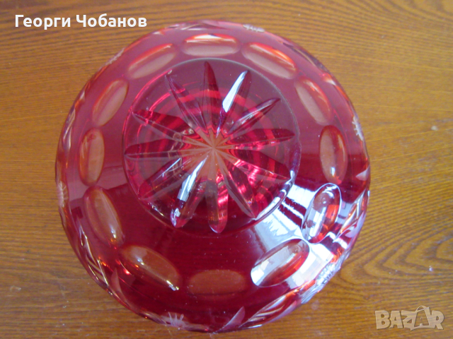 Червена кристална купичка на Бохемия, снимка 3 - Други - 45032169