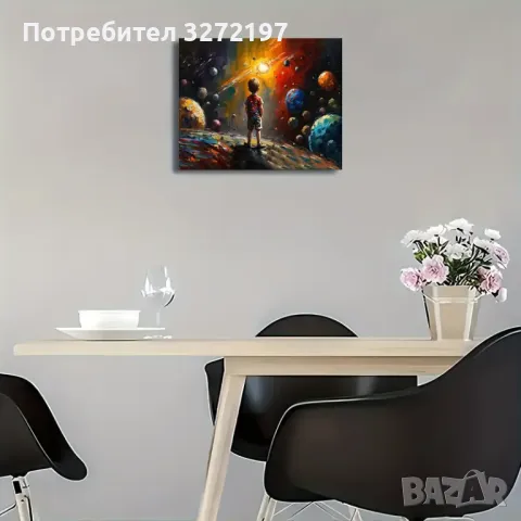 Картина на платно с дървена рамка -Космос,30x40 см., снимка 4 - Картини - 48463859