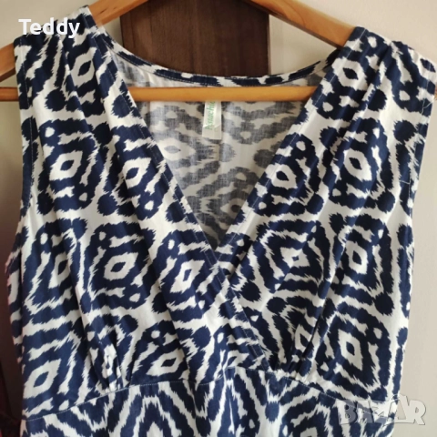 Стилна дълга рокля, 100% памук, размер L, снимка 3 - Рокли - 51536571