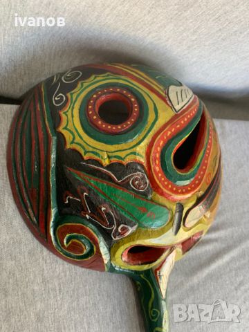 дървена маска рисувана , снимка 4 - Статуетки - 45268260