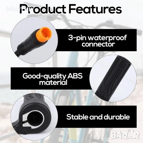 Масур за газ 24V 36V 48V 60V с водоустойчив конектор, снимка 4 - Части за велосипеди - 53493503