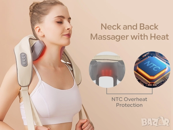 Безжичен 2в1 5D Шиацу масажор със загряваща функция, day wolf, снимка 7 - Масажори - 51753732