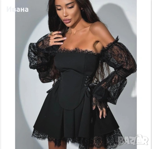 Черна дамска рокля, снимка 2 - Рокли - 54101042