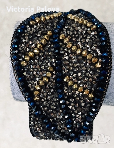 Гривна/ маншет  с кристали и мъниста, снимка 11 - Гривни - 52256396