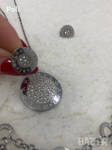 Бижута Bulgari от стомана, снимка 3 - Колиета, медальони, синджири - 54265923