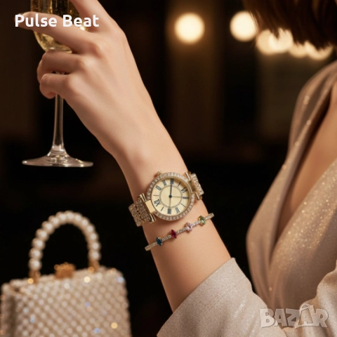 Дамски комплект 3-в-1: Елегантен часовник с две гривни в подаръчна кутия, снимка 5 - Дамски - 52056766