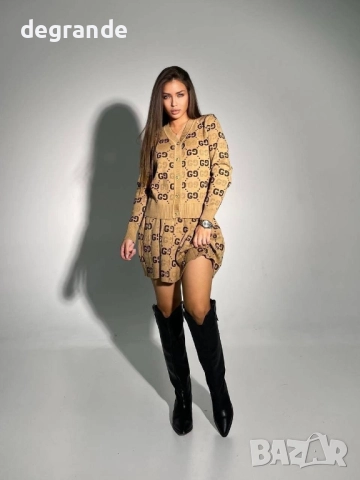 НАМАЛЕН Дамски комплект Gucci финно плетиво ВИДЕО НА МОДЕЛА, снимка 5 - Комплекти - 51497427