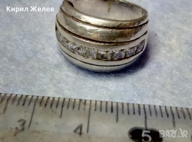 СТАР ДИЗАЙНЕРСКИ СКЪПОЦЕНЕН СРЕБЪРЕН ПРЪСТЕН СРЕБРО 925 с КАМЪНИ МОЙСАНИТ 25830, снимка 3 - Пръстени - 49886190