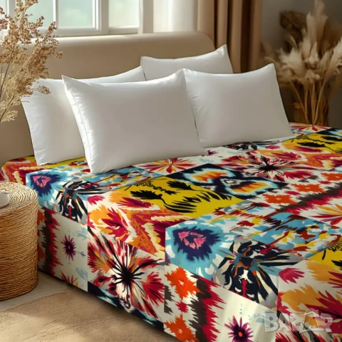 Страхотна покривка за легло бохемски стил 100% памук 206 на 244 см, снимка 3 - Покривки за легло - 51763695