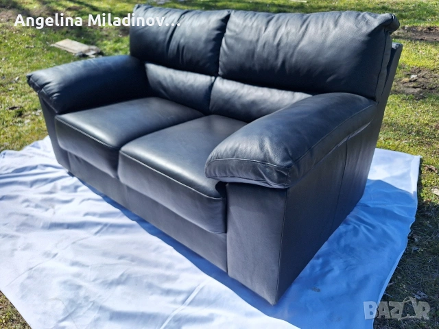 Диван двойка естествена кожа , снимка 2 - Дивани и мека мебел - 53807589