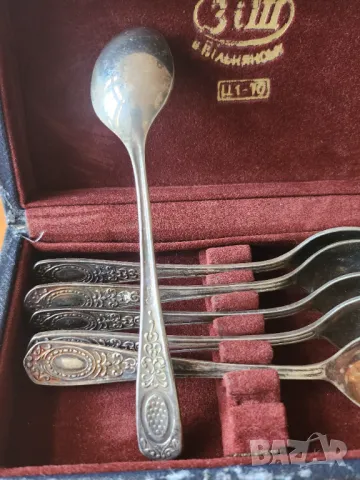 мелхиор лъжички за чай/кафе/сладко, красив мод. "Зеркало", к-т от 6 броя + захарница , от СССС, снимка 2 - Други ценни предмети - 41489572