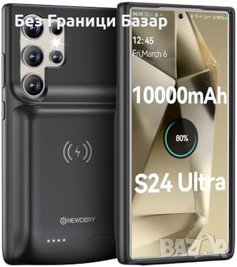 Нов 10000mAh Батериен Кейс NEWDERY за Samsung S24 Ultra - Безжично Зареждане