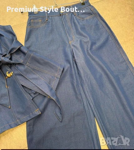 дамски комплект деним елек с колан и дънки , снимка 2 - Сватбени рокли - 53660858