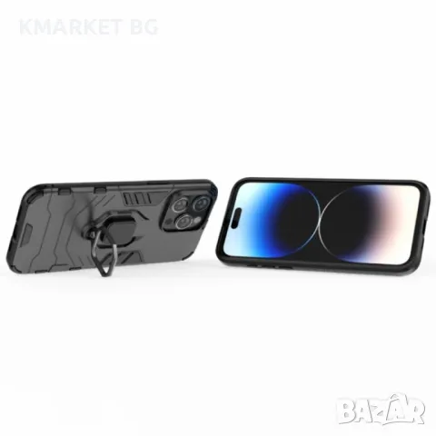 Apple iPhone 15 Pro Max Удароустойчив Ring Holder Калъф и Протектор, снимка 3 - Калъфи, кейсове - 47189343