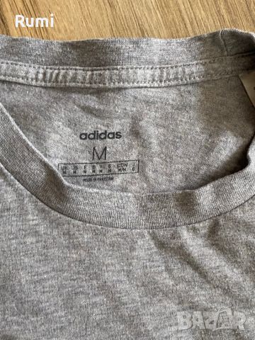 Оригинална сива памучна спортна тениска Adidas ! S, снимка 5 - Тениски - 46248173